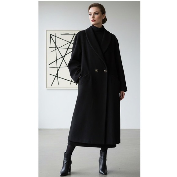 Andrea II Jackets & Blazers - Andrea‎ II Vintage Black Wool Blend Overcoat Button Front Coat